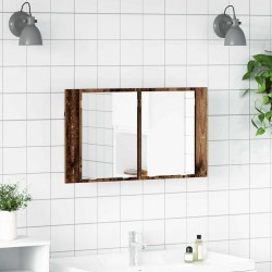Sonata H Шкаф с огледало за баня с рафт Старо дърво 80 x 12 x 45 см - Dulapuri de baie