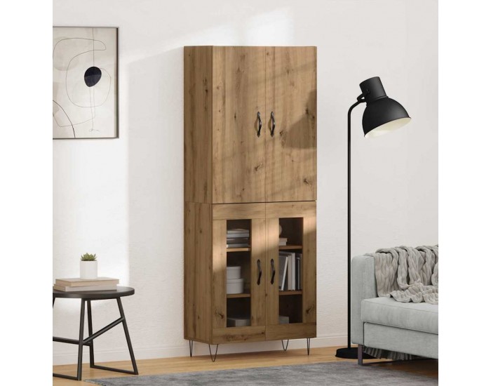 Sonata H Висок шкаф 2 pcs Дъб Инженерна дървесина и стъкло