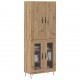 Sonata H Висок шкаф 2 pcs Дъб Инженерна дървесина и стъкло