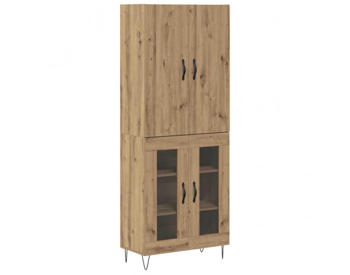 Sonata H Висок шкаф 2 pcs Дъб Инженерна дървесина и стъкло