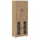 Sonata H Висок шкаф 2 pcs Дъб Инженерна дървесина и стъкло