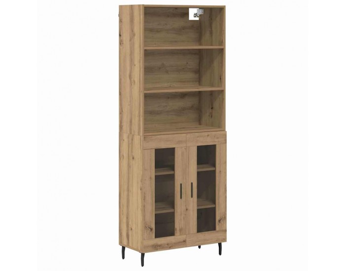 Sonata H Висок шкаф Дъб 69,5 x 34 x 180 см Инженерна дървесина и стъкло