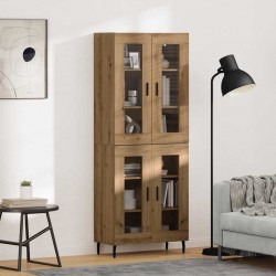 Sonata H Висок шкаф 2 pcs Дъб Инженерна дървесина и стъкло - Living