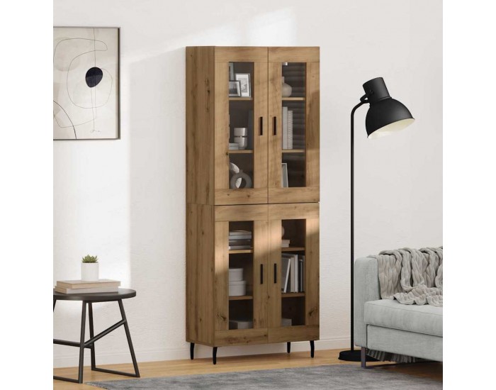Sonata H Висок шкаф 2 pcs Дъб Инженерна дървесина и стъкло