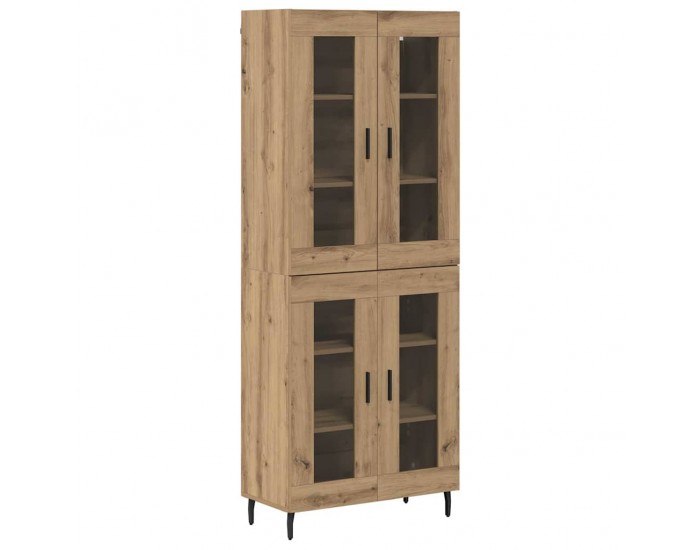 Sonata H Висок шкаф 2 pcs Дъб Инженерна дървесина и стъкло