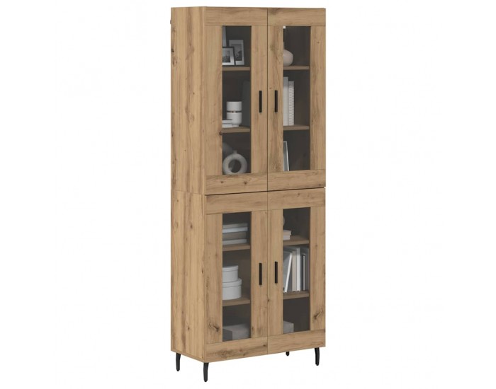 Sonata H Висок шкаф 2 pcs Дъб Инженерна дървесина и стъкло