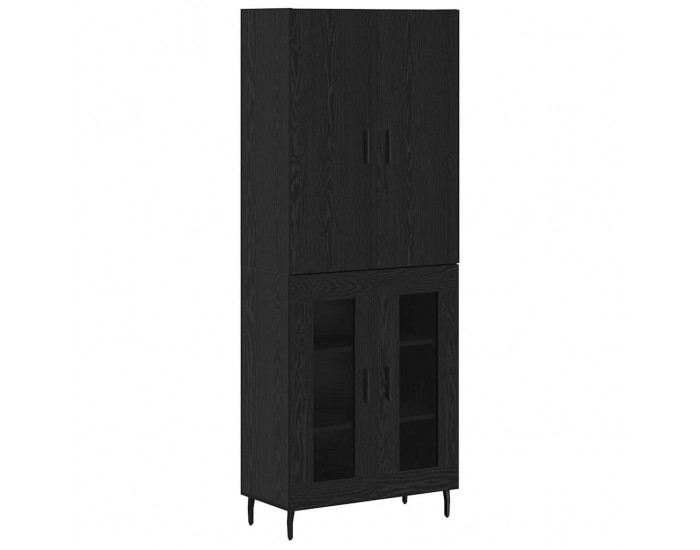 Sonata H Висок шкаф Дъб 69,5 x 34 x 180 см Инженерна дървесина и стъкло