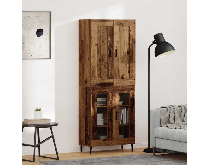 Sonata H Висок шкаф 2 pcs Старо дърво Инженерна дървесина и стъкло
