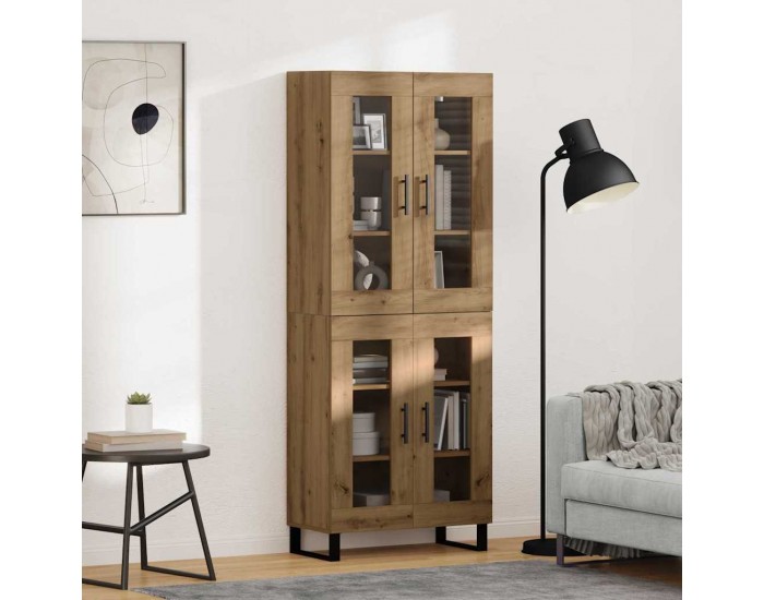 Sonata H Висок шкаф 2 pcs Дъб Инженерна дървесина и стъкло