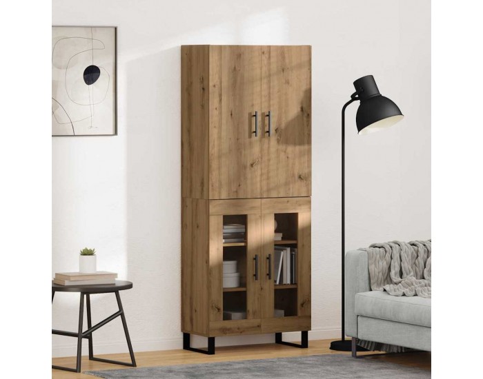 Sonata H Висок шкаф 2 pcs Дъб Инженерна дървесина и стъкло