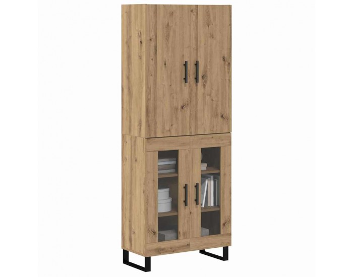 Sonata H Висок шкаф 2 pcs Дъб Инженерна дървесина и стъкло