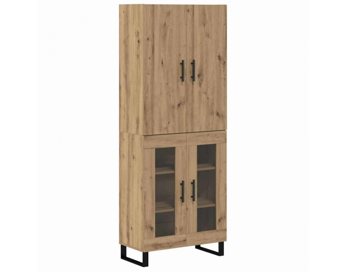 Sonata H Висок шкаф 2 pcs Дъб Инженерна дървесина и стъкло