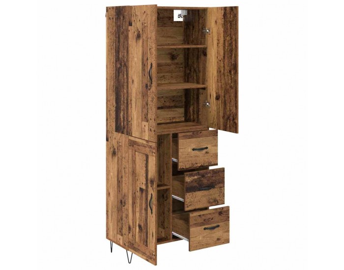 Sonata H Висок шкаф 2 pcs Старо дърво Инженерна дървесина и стъкло