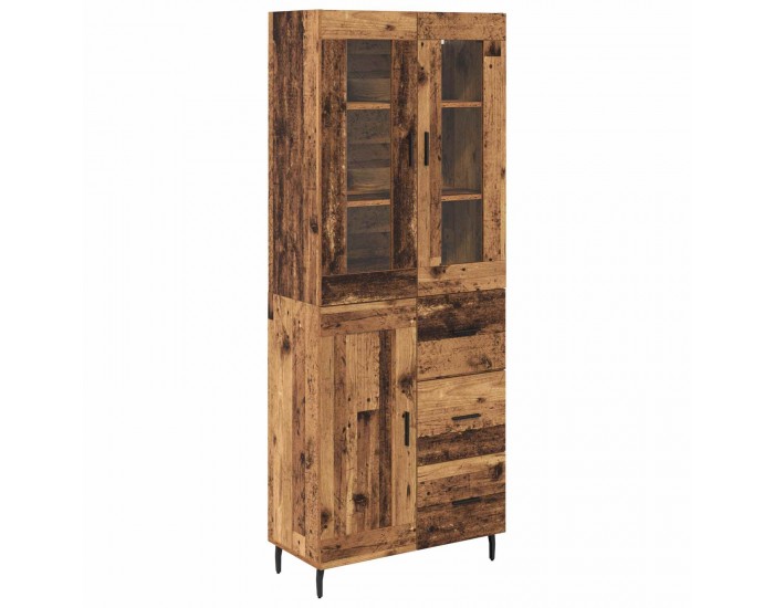 Sonata H Висок шкаф 2 pcs Старо дърво Инженерна дървесина и стъкло