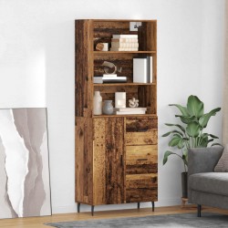 Sonata H Висок шкаф 2 pcs Старо дърво Инженерна дървесина и стъкло - Living