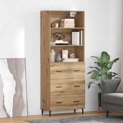 Sonata H Висок шкаф Дъб 69,5 x 34 x 180 см Инженерна дървесина и стъкло - Corpuri, vitrine, biblioteci modulare