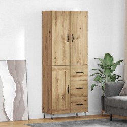 Sonata H Висок шкаф с чекмедже 2 pcs Дъб Инженерна дървесина и стъкло - Corpuri, vitrine, biblioteci modulare