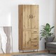 Sonata H Висок шкаф с чекмедже 2 pcs Дъб Инженерна дървесина и стъкло