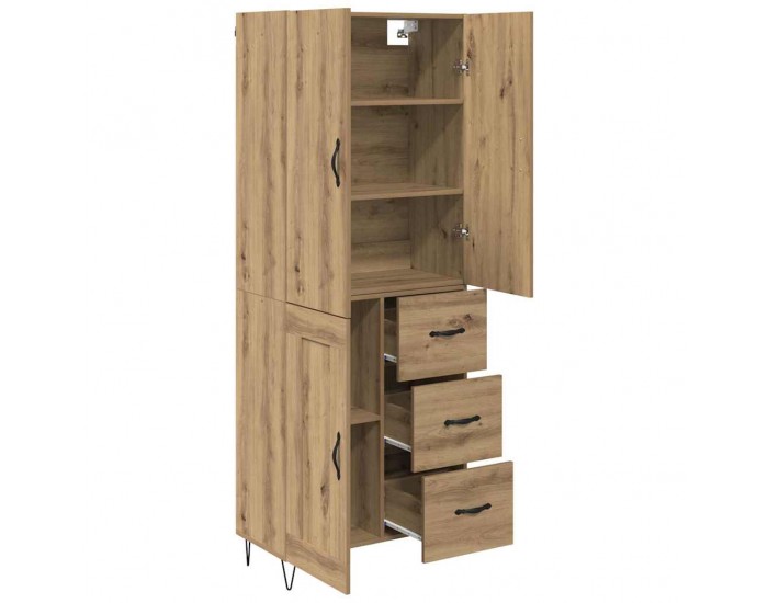 Sonata H Висок шкаф с чекмедже 2 pcs Дъб Инженерна дървесина и стъкло
