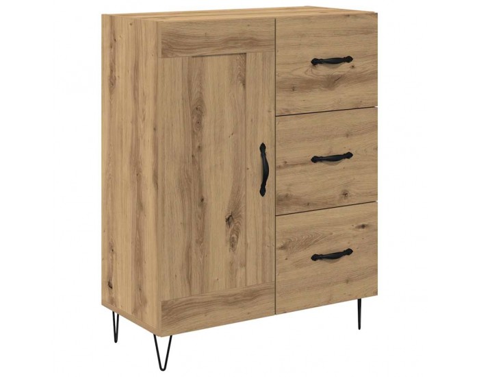 Sonata H Висок шкаф с чекмедже 2 pcs Дъб Инженерна дървесина и стъкло
