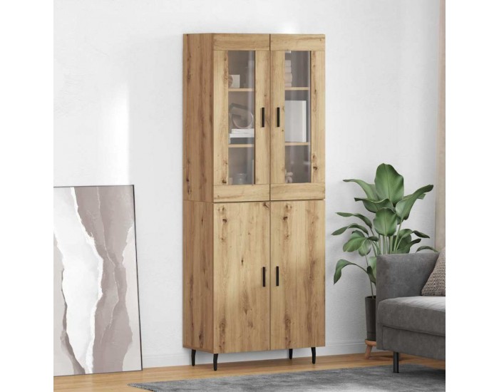 Sonata H Висок шкаф 2 pcs Дъб Инженерна дървесина и стъкло