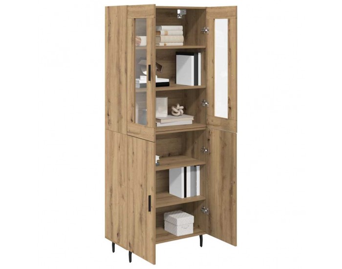 Sonata H Висок шкаф 2 pcs Дъб Инженерна дървесина и стъкло