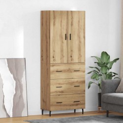 Sonata H Висок шкаф Дъб 69,5 x 34 x 180 см Инженерна дървесина и стъкло - Living