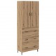 Sonata H Висок шкаф Дъб 69,5 x 34 x 180 см Инженерна дървесина и стъкло