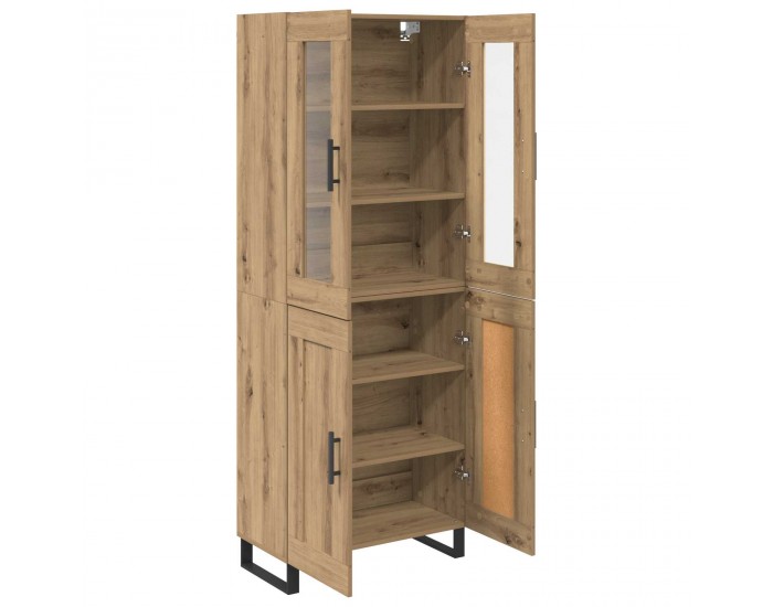 Sonata H Висок шкаф 2 pcs Дъб Инженерна дървесина и стъкло