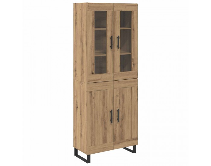 Sonata H Висок шкаф 2 pcs Дъб Инженерна дървесина и стъкло
