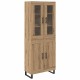 Sonata H Висок шкаф 2 pcs Дъб Инженерна дървесина и стъкло