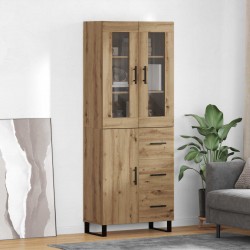 Sonata H Висок шкаф с чекмедже 2 pcs Дъб Инженерна дървесина и стъкло - Corpuri, vitrine, biblioteci modulare