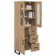 Sonata H Висок шкаф с чекмедже 2 pcs Дъб Инженерна дървесина и стъкло