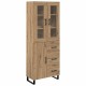 Sonata H Висок шкаф с чекмедже 2 pcs Дъб Инженерна дървесина и стъкло