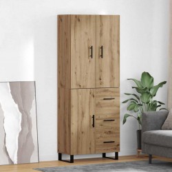 Sonata H Висок шкаф с чекмедже 2 pcs Дъб Инженерна дървесина и стъкло - Corpuri, vitrine, biblioteci modulare