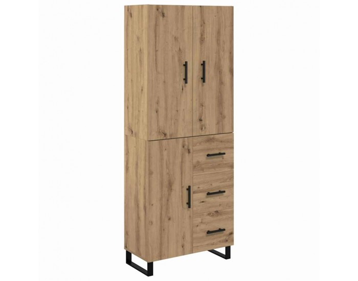 Sonata H Висок шкаф с чекмедже 2 pcs Дъб Инженерна дървесина и стъкло