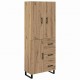 Sonata H Висок шкаф с чекмедже 2 pcs Дъб Инженерна дървесина и стъкло