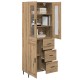 Sonata H Висок шкаф с чекмедже 2 pcs Дъб Инженерна дървесина и стъкло