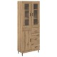 Sonata H Висок шкаф с чекмедже 2 pcs Дъб Инженерна дървесина и стъкло