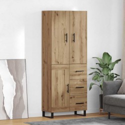 Sonata H Висок шкаф с чекмедже 2 pcs Дъб Инженерна дървесина и стъкло - Corpuri, vitrine, biblioteci modulare