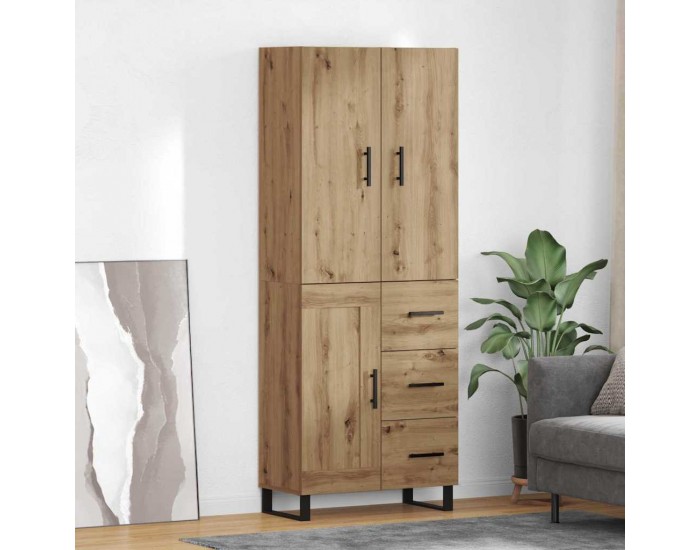 Sonata H Висок шкаф с чекмедже 2 pcs Дъб Инженерна дървесина и стъкло