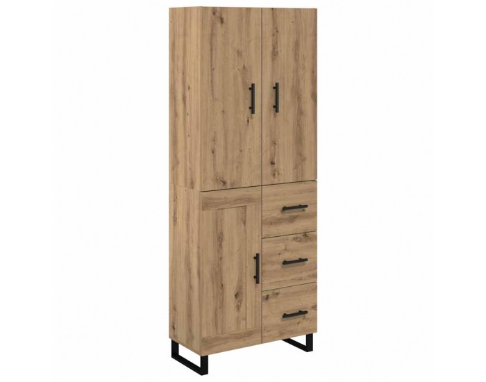 Sonata H Висок шкаф с чекмедже 2 pcs Дъб Инженерна дървесина и стъкло