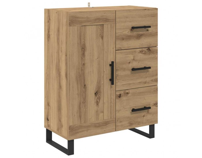 Sonata H Висок шкаф с чекмедже 2 pcs Дъб Инженерна дървесина и стъкло