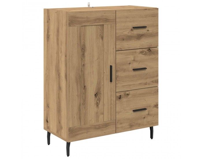 Sonata H Висок шкаф Дъб 69,5 x 34 x 180 см Инженерна дървесина и стъкло