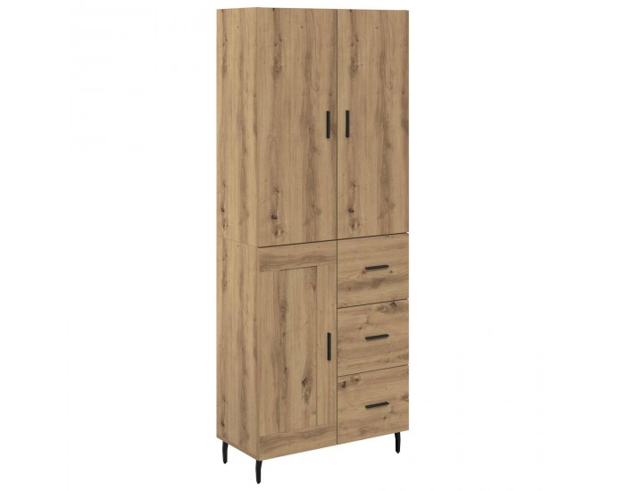 Sonata H Висок шкаф Дъб 69,5 x 34 x 180 см Инженерна дървесина и стъкло