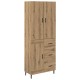 Sonata H Висок шкаф Дъб 69,5 x 34 x 180 см Инженерна дървесина и стъкло