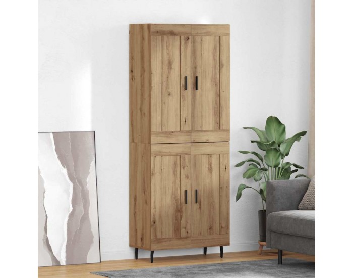 Sonata H Висок шкаф 2 pcs Дъб Инженерна дървесина и стъкло