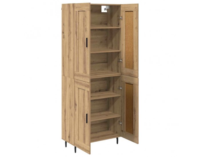 Sonata H Висок шкаф 2 pcs Дъб Инженерна дървесина и стъкло