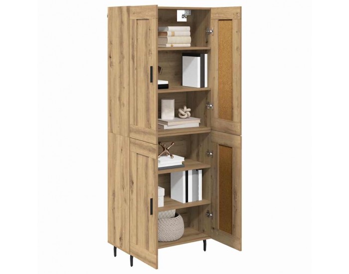 Sonata H Висок шкаф 2 pcs Дъб Инженерна дървесина и стъкло