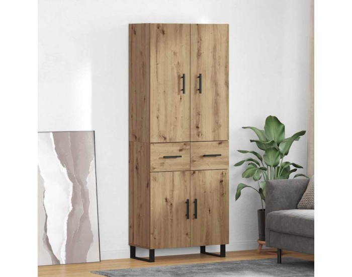 Sonata H Висок шкаф с чекмедже 2 pcs Дъб Инженерна дървесина и стъкло